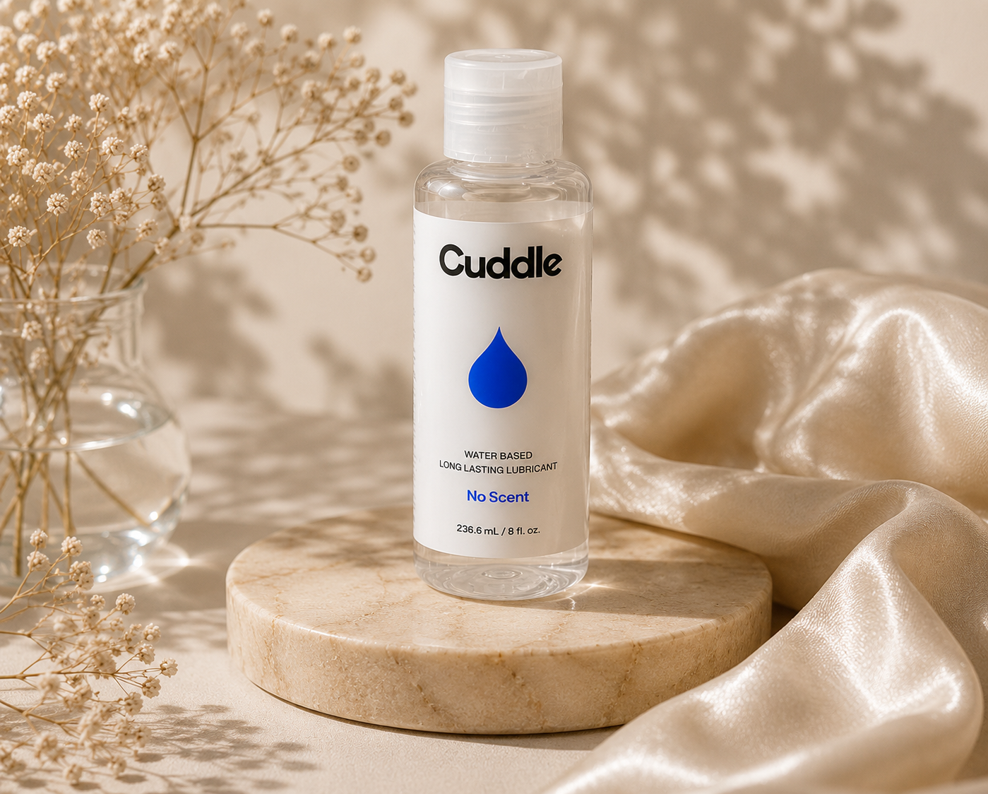 Cuddle bottle on golden satin